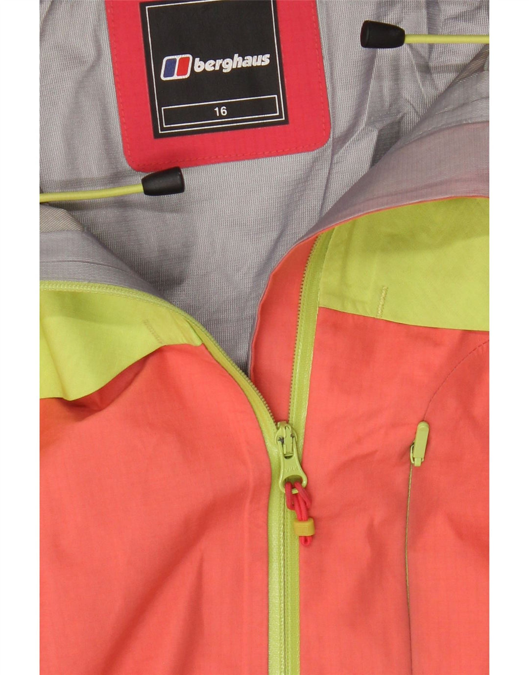 Berghaus Veste de pluie à capuche pour femme UK 16 Large Orange Colourblock