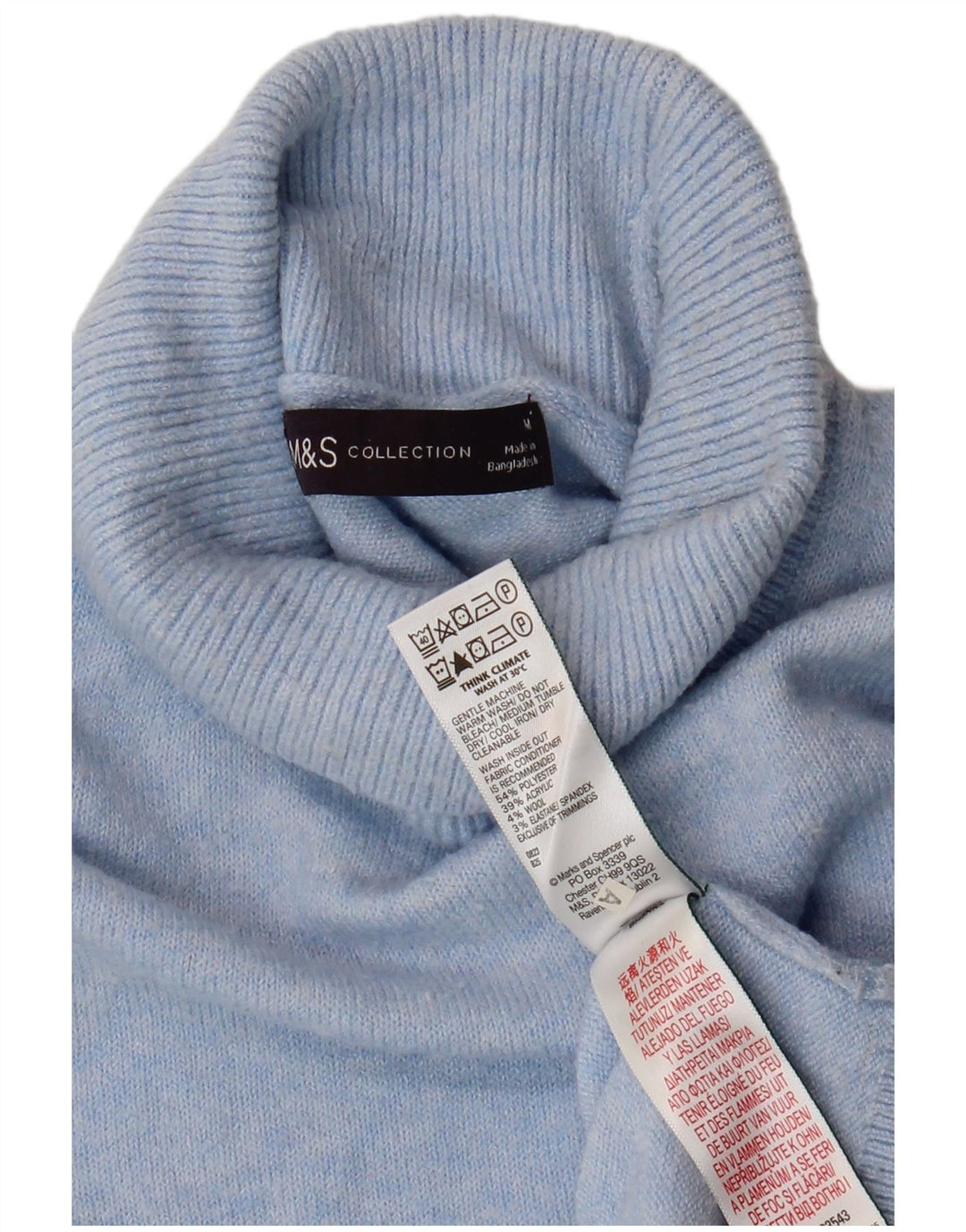 Marks & Spencer Pull col roulé pour femme UK 14 Bleu moyen Polyester