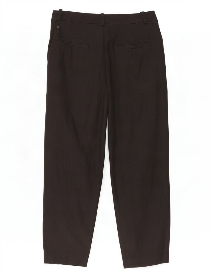Massimo Dutti Pantalon court pour femme EU 40 Medium W30 L25 Lin noir