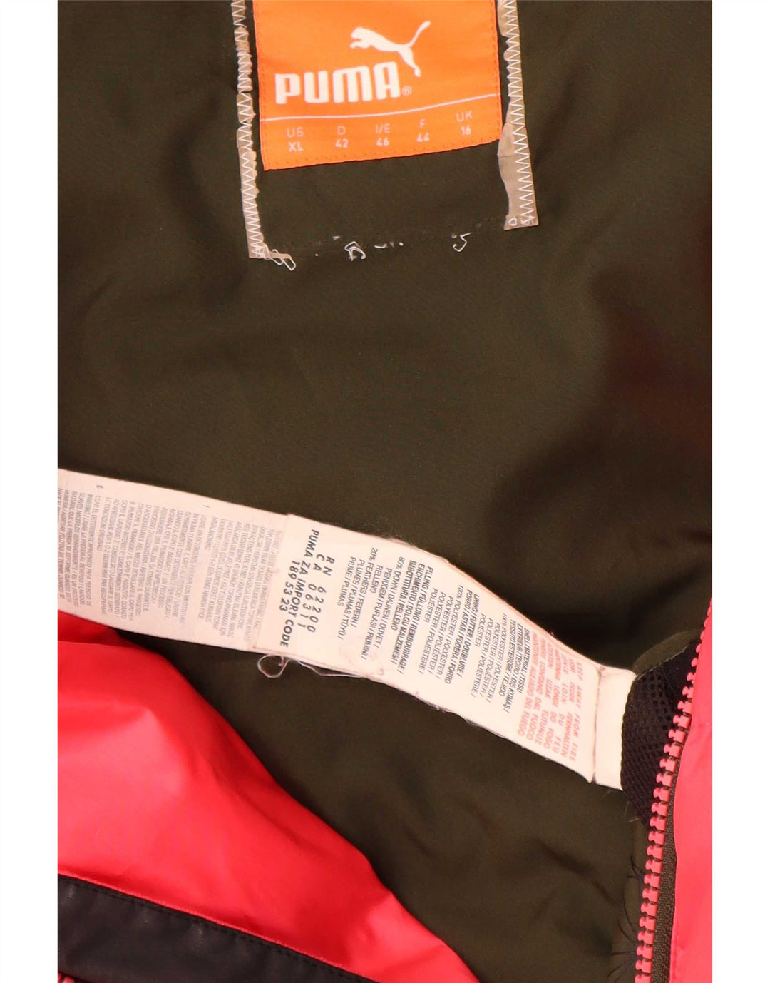 Puma Veste rembourrée à capuche pour femme UK 16 Large Rouge Polyester