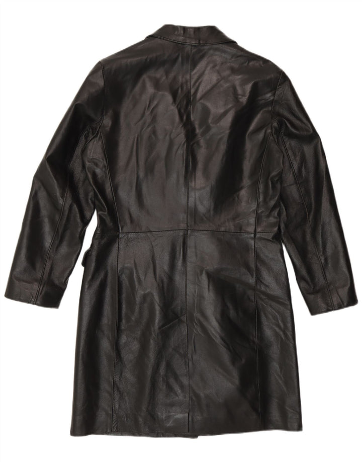 manteau en cuir femme vintage IT 42 Cuir noir moyen