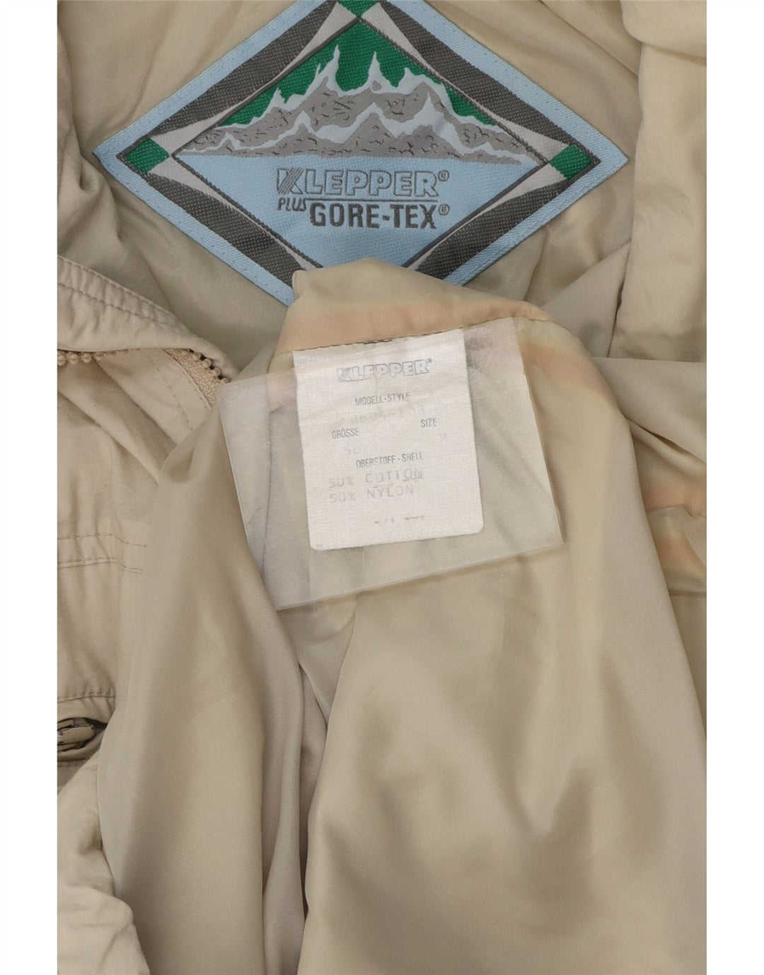 KLEPPER Veste utilitaire à capuche Gore-Tex pour homme UK 38 Coton beige moyen