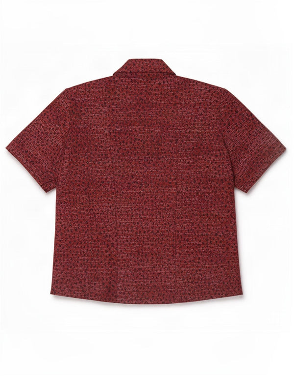 vintage Femme Chemise à manches courtes Blouse UK 12 Medium Maroon Animal Print