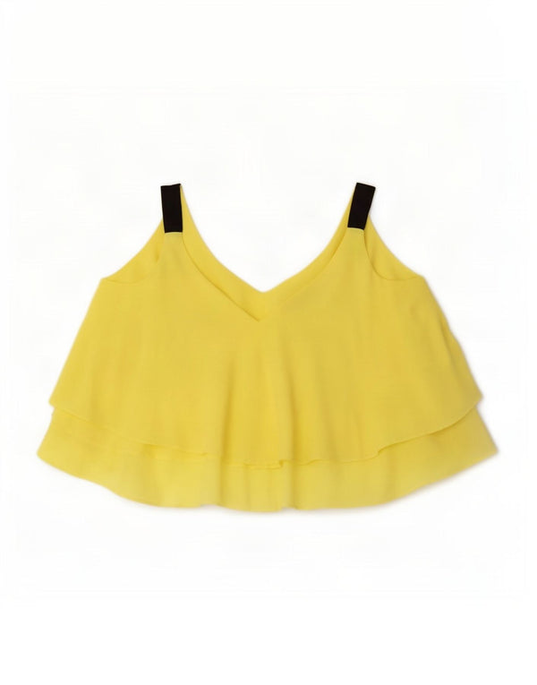 Zara Femme Haut Caraco Oversize UK 10 Petit Jaune Polyester