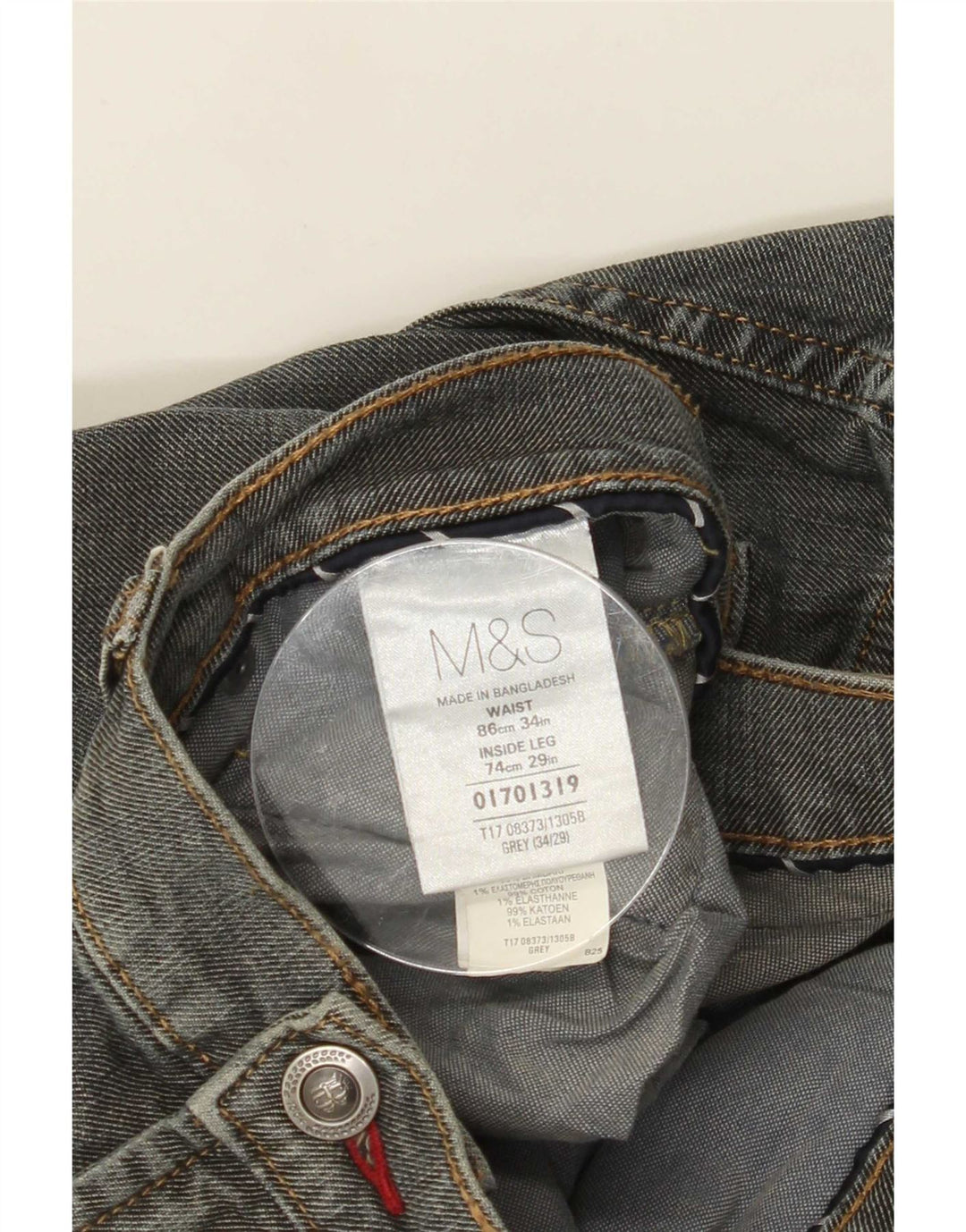 Marks & Spencer Jean droit homme W34 L29 gris coton