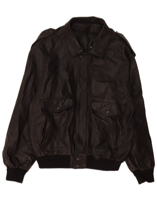 Marpel Veste en cuir militaire pour homme UK 40 Grand cuir noir