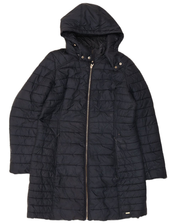 Joules Manteau matelassé à capuche pour femme UK 16 Large Bleu Marine Polyester