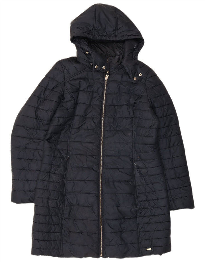 Joules Manteau matelassé à capuche pour femme UK 16 Large Bleu Marine Polyester
