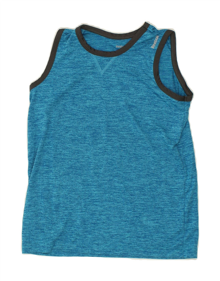REEBOK Boys Graphic Vest Top 10-11 Years Medium  Blue Flecked Vintage Reebok and Second-Hand Reebok from Messina Hembry 