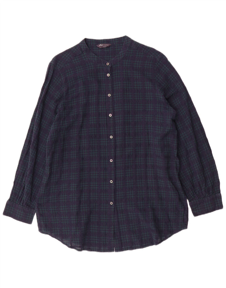 Marks & Spencer Chemise Femme UK 14 Grand Coton à Carreaux Bleu Marine