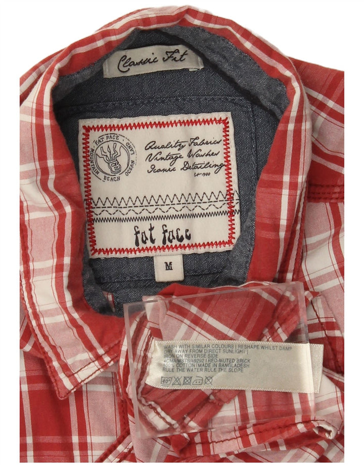 FAT FACE Chemise en flanelle à manches courtes pour homme, coupe classique, carreaux rouges moyens