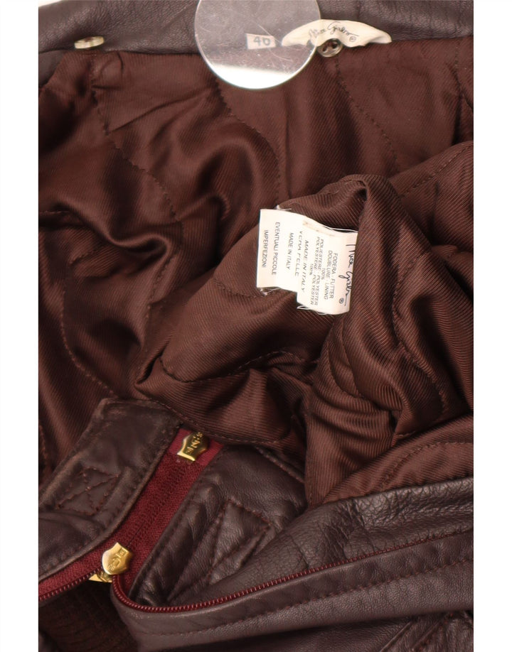 veste en cuir femme vintage IT 46 Grand cuir marron