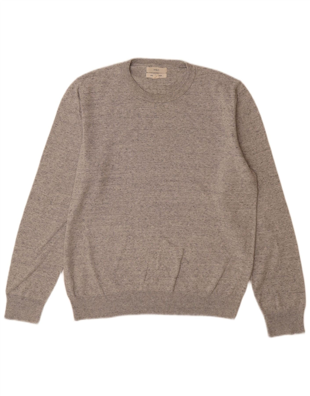 Marks & Spencer Pull à col rond pour homme en coton moucheté gris grand