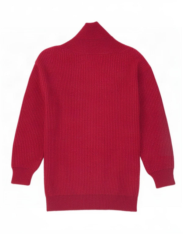 vintage Femmes Châle Cou Jumper Pull UK 16 Grand Bourgogne