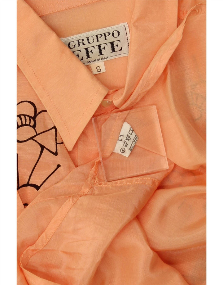 VINTAGE Chemise graphique à manches courtes pour hommes petite viscose orange