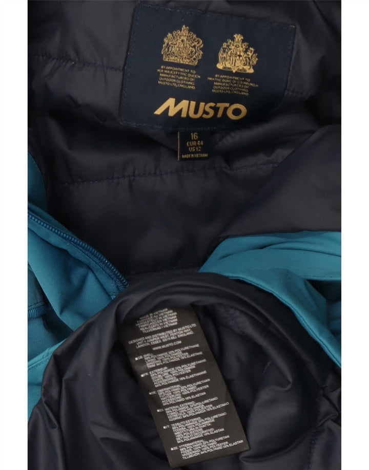 Musto Veste coupe-vent à capuche graphique pour femme UK 16 Large Bleu Polyamide