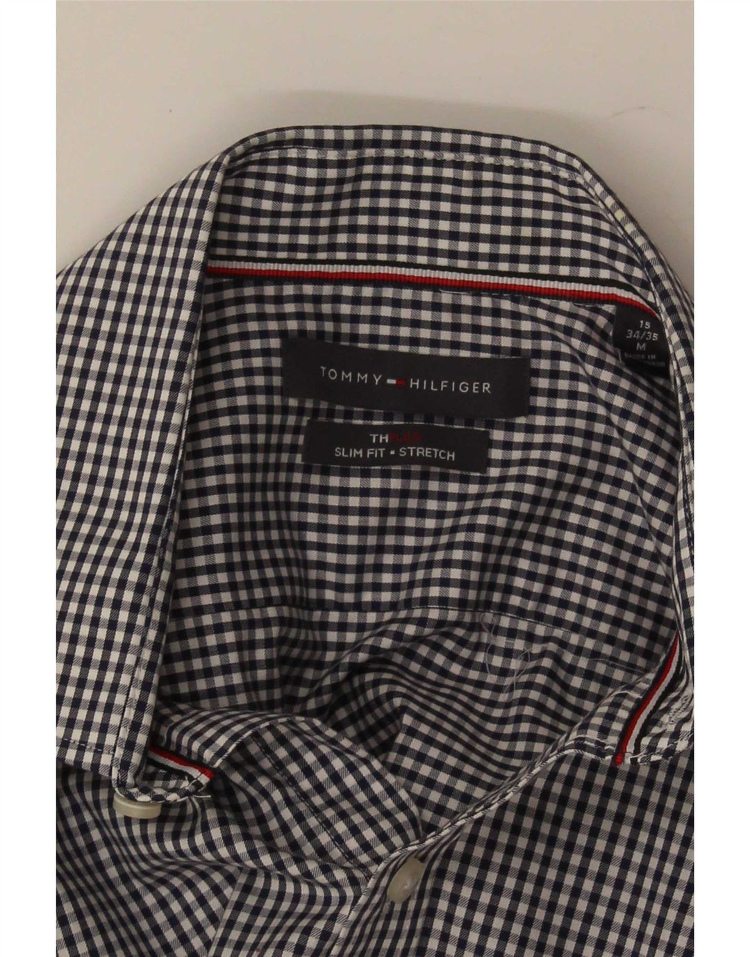 Tommy Hilfiger Chemise slim fit pour homme Taille 15 Bleu marine moyen Vichy
