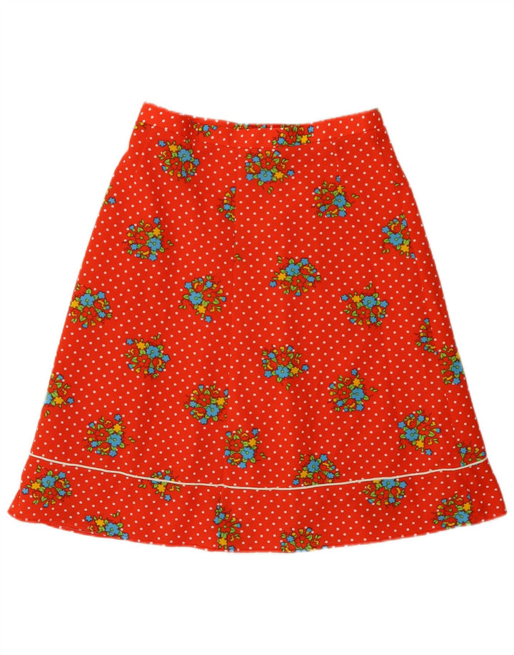 vintage Femme A-Line Jupe W28 Moyen Rouge Floral