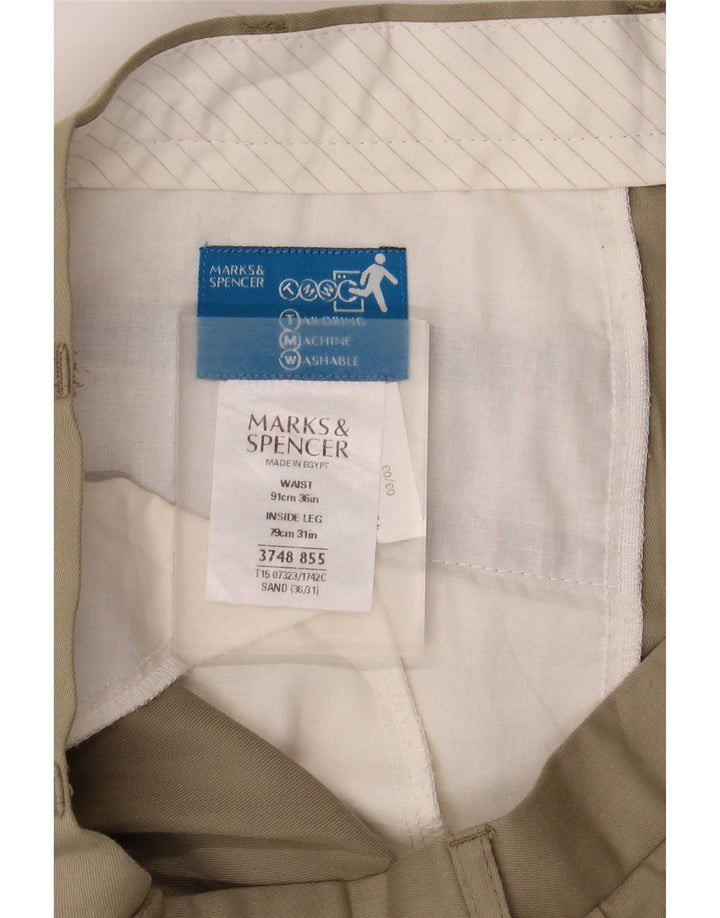 Marks & Spencer Pantalon de costume pour homme W36 L31 Beige Polyester
