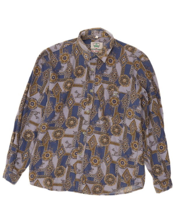 Chemise Garçon Vintage 12-13 Ans XL Bleu Géométrique
