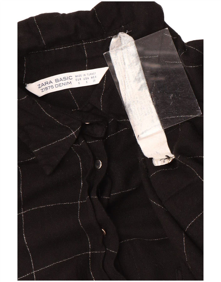 ZARA Robe chemise surdimensionnée pour femme UK 10 Petit carreaux noirs en viscose