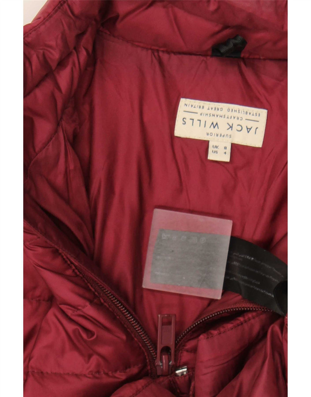Jack Wills Veste matelassée pour femme UK 8 Small Bordeaux Polyamide