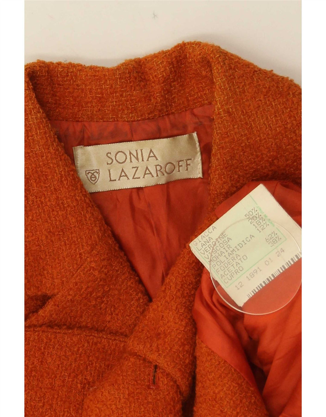 vintage Femme 4 Bouton Blazer Veste IT 42 Laine Orange Moyenne