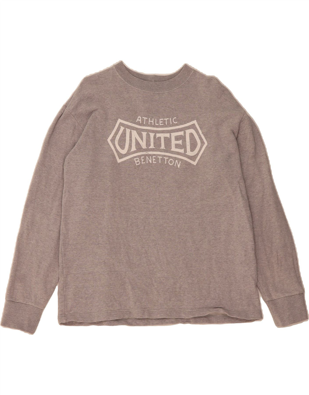 BENETTON Mens Graphic Sweatshirt Jumper Large Grey Vintage Benetton and Second-Hand Benetton from Messina Hembry 