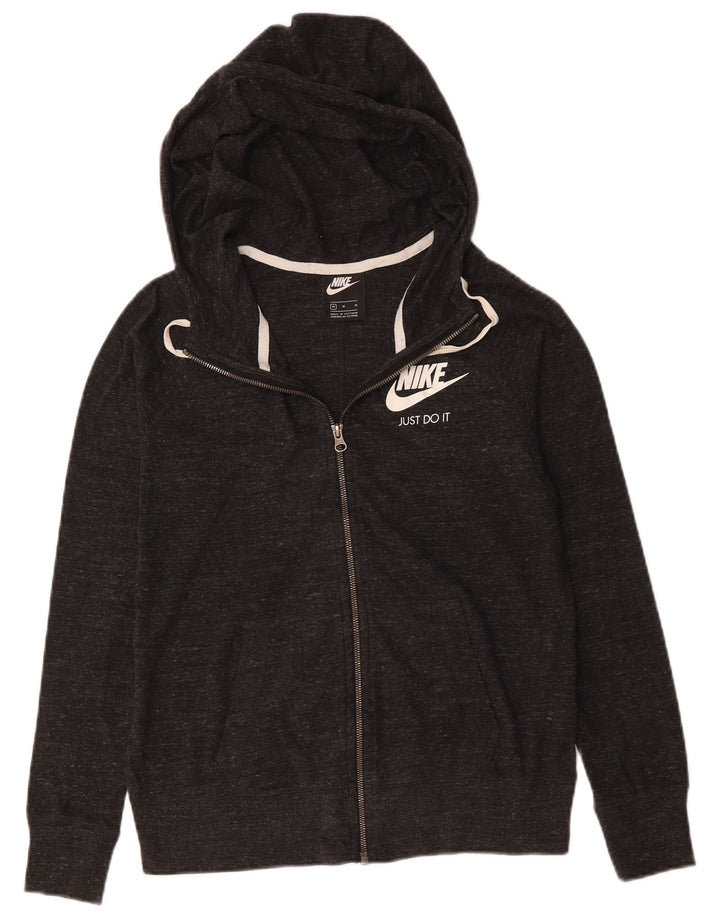 Nike Pull à capuche zippé pour femme UK 14 Coton moucheté gris moyen