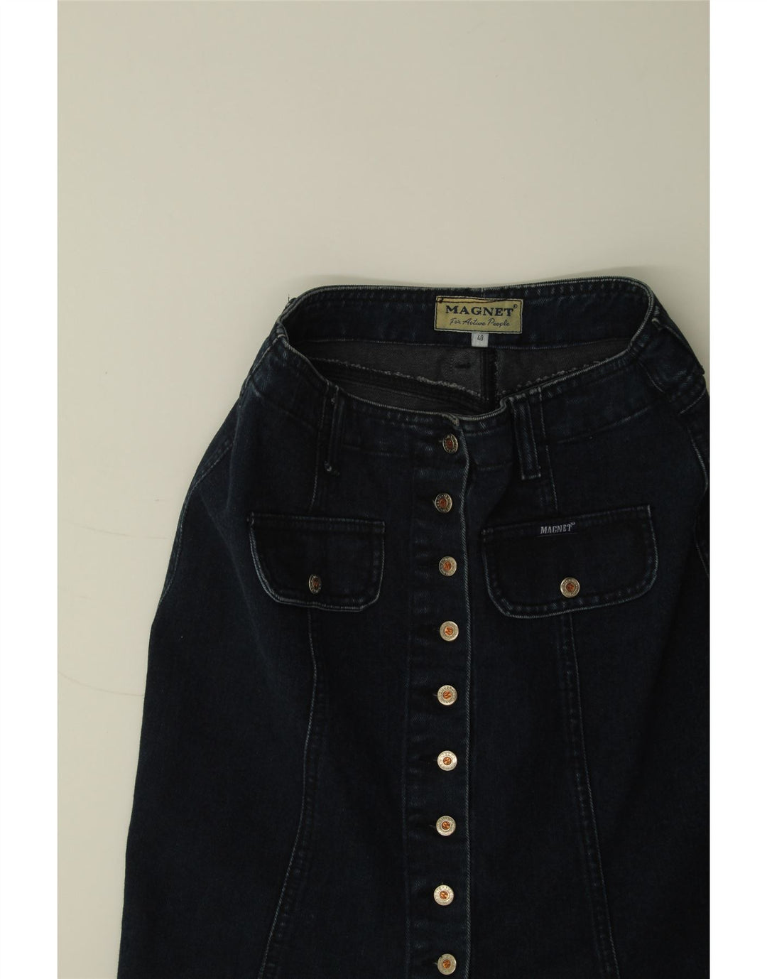 VINTAGE Jupe en jean femme IT 40 Small W27 Bleu Marine