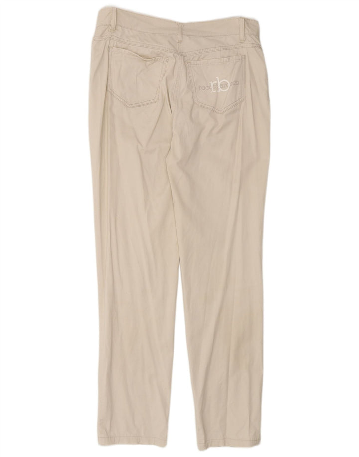 Roccobarocco Pantalon décontracté slim pour femme EU 38 Medium W30 L31 Blanc cassé