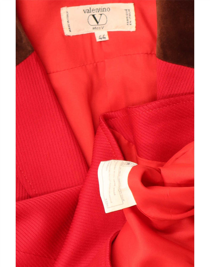 Valentino Veste blazer 2 boutons pour femme EU 44 XL Laine colour block rouge