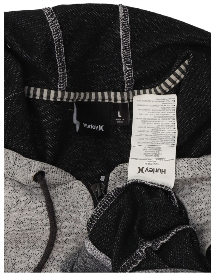 HURLEY Pull à capuche zippé pour homme en coton gris grand