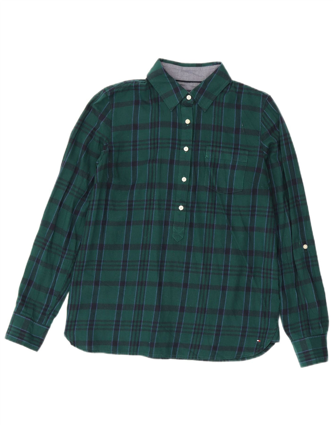 TOMMY HILFIGER Chemise surdimensionnée en flanelle pour femme UK 10 Petit carreaux verts
