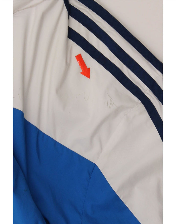 Adidas Veste de pluie à capuche pour homme UK 40 Large Bleu marine Colorblock Polyester