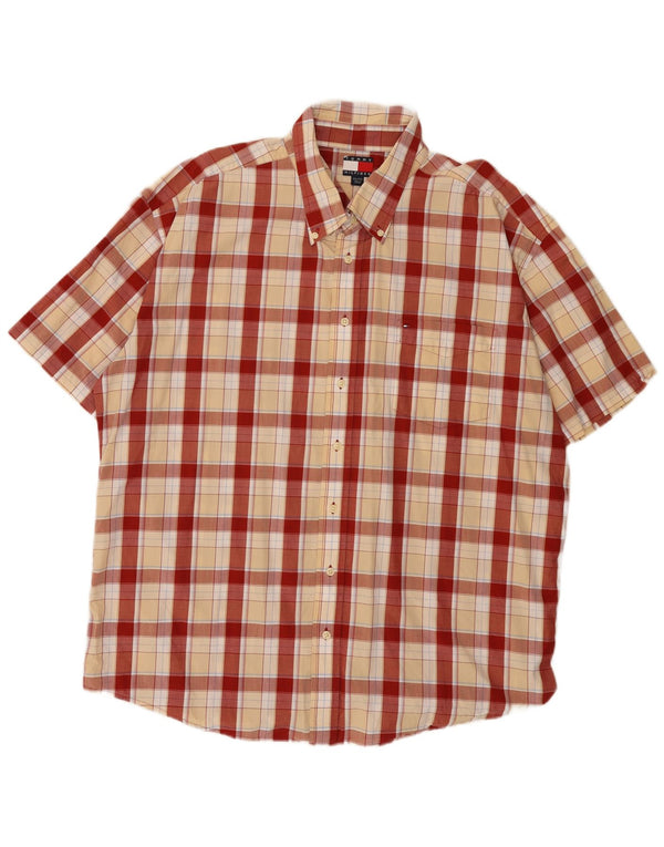 Tommy Hilfiger Chemise à manches courtes pour homme 2XL Rouge à carreaux en coton
