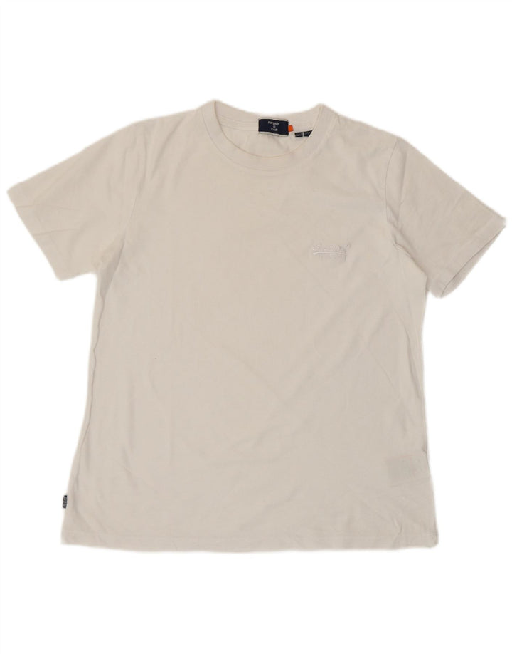 SUPERDRY T-Shirt Femme Top UK 8 Small Blanc Coton