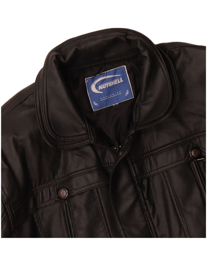 NUTSHELL Manteau en cuir pour homme UK 40 Large Noir