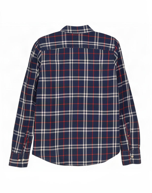 Abercrombie & Fitch Chemise musculaire pour hommes Grand coton à carreaux bleu marine