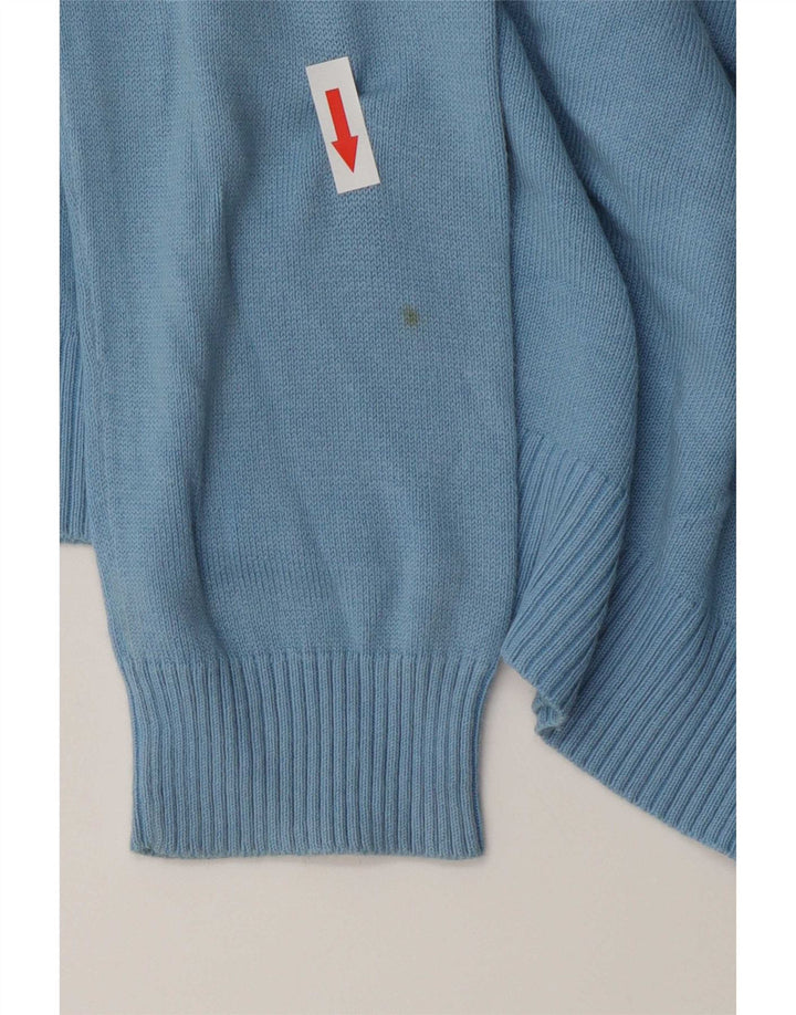 Zara Pull col en V pour femme UK 12 Bleu moyen Coton