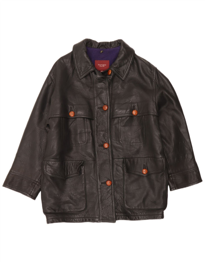 Henry Cottons Veste en cuir surdimensionnée pour femme IT 42 Cuir noir moyen