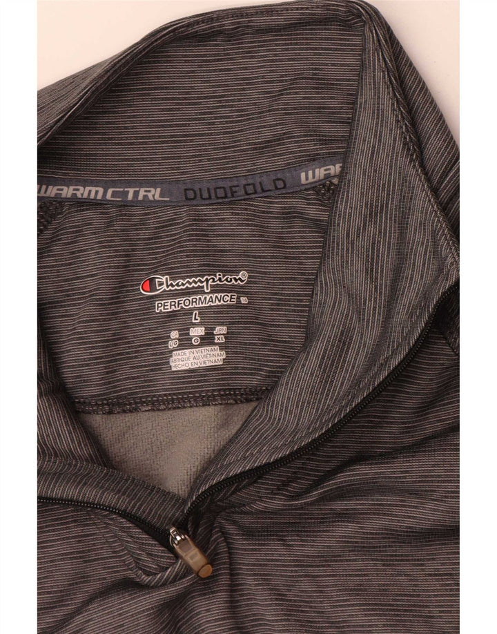 Champion Womens Performance Pull Survêtement Top UK 16 Large Gris Rayé