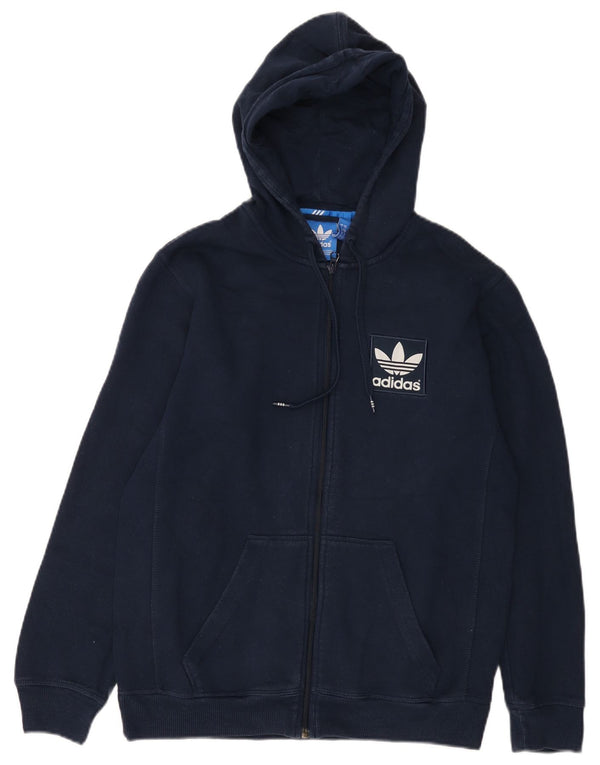 Adidas Pull à capuche zippé pour homme Petit coton bleu marine