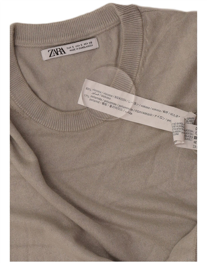 Zara Pull à manches courtes et col rond pour homme Petit gris viscose