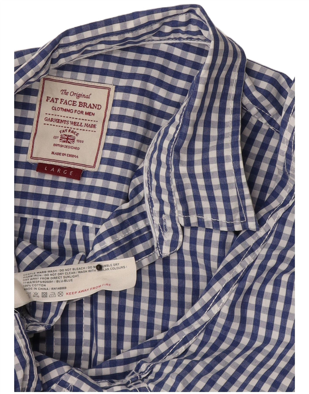 Chemise Homme Fat Face Grand Coton Vichy Bleu