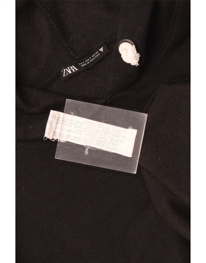 Zara Pull à capuche coupe ample pour homme, petit, noir, polyester