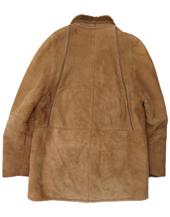 vintage Mens Shearling Overcoat UK 40 Grand Brun