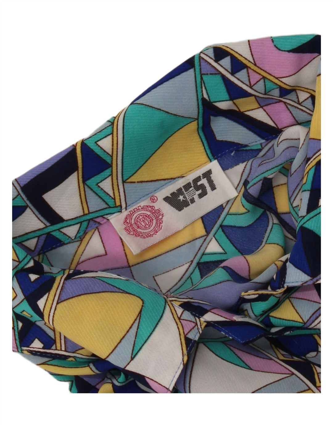 vintage Femme Chemise à manches courtes UK 16 Grand Géométrique Multicolore