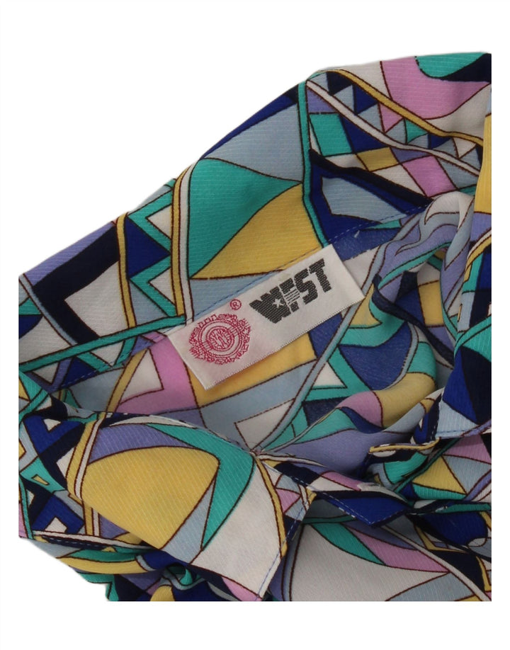 vintage Femme Chemise à manches courtes UK 16 Grand Géométrique Multicolore