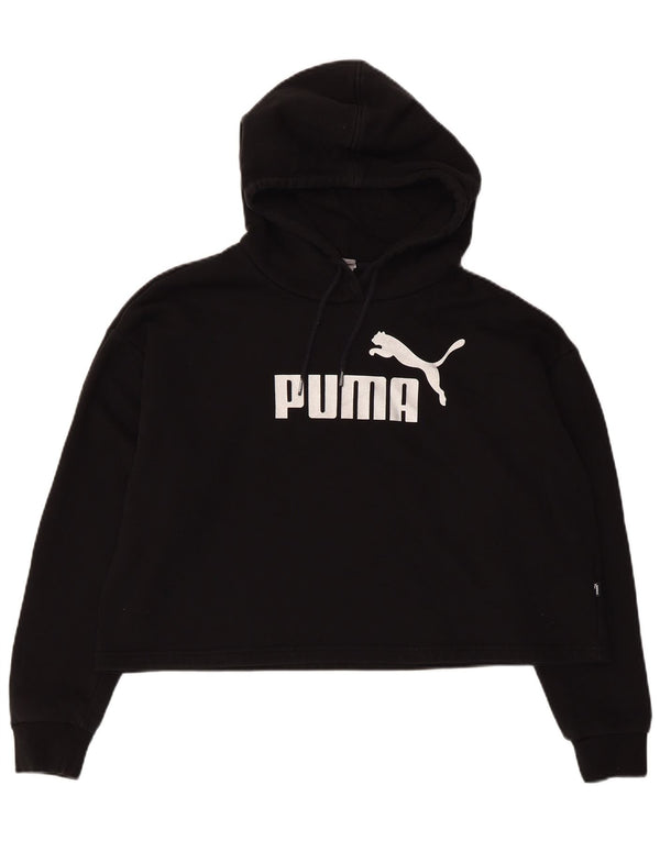 Puma Pull à capuche surdimensionné Crop Graphic pour femme UK 14 Noir Moyen Coton